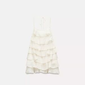 Zara White Layered Ruffle Top